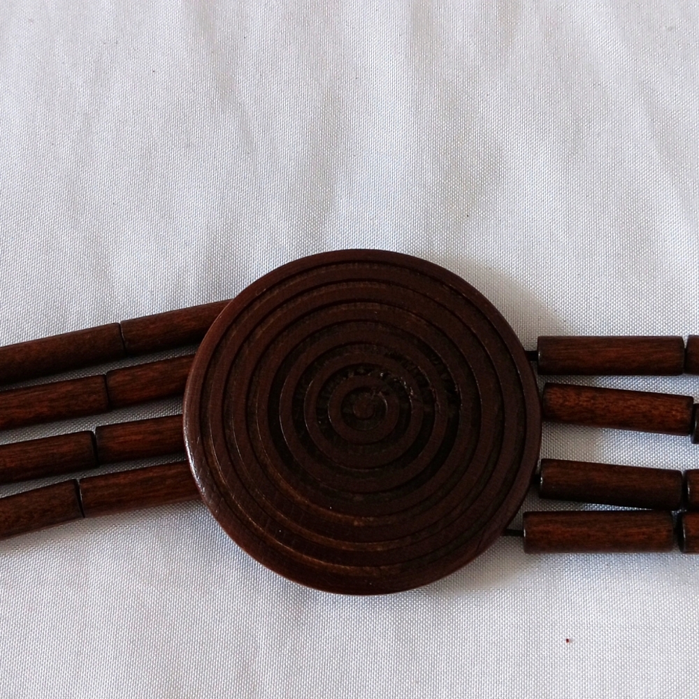 Wooden bead Belt Vintage 70s medium